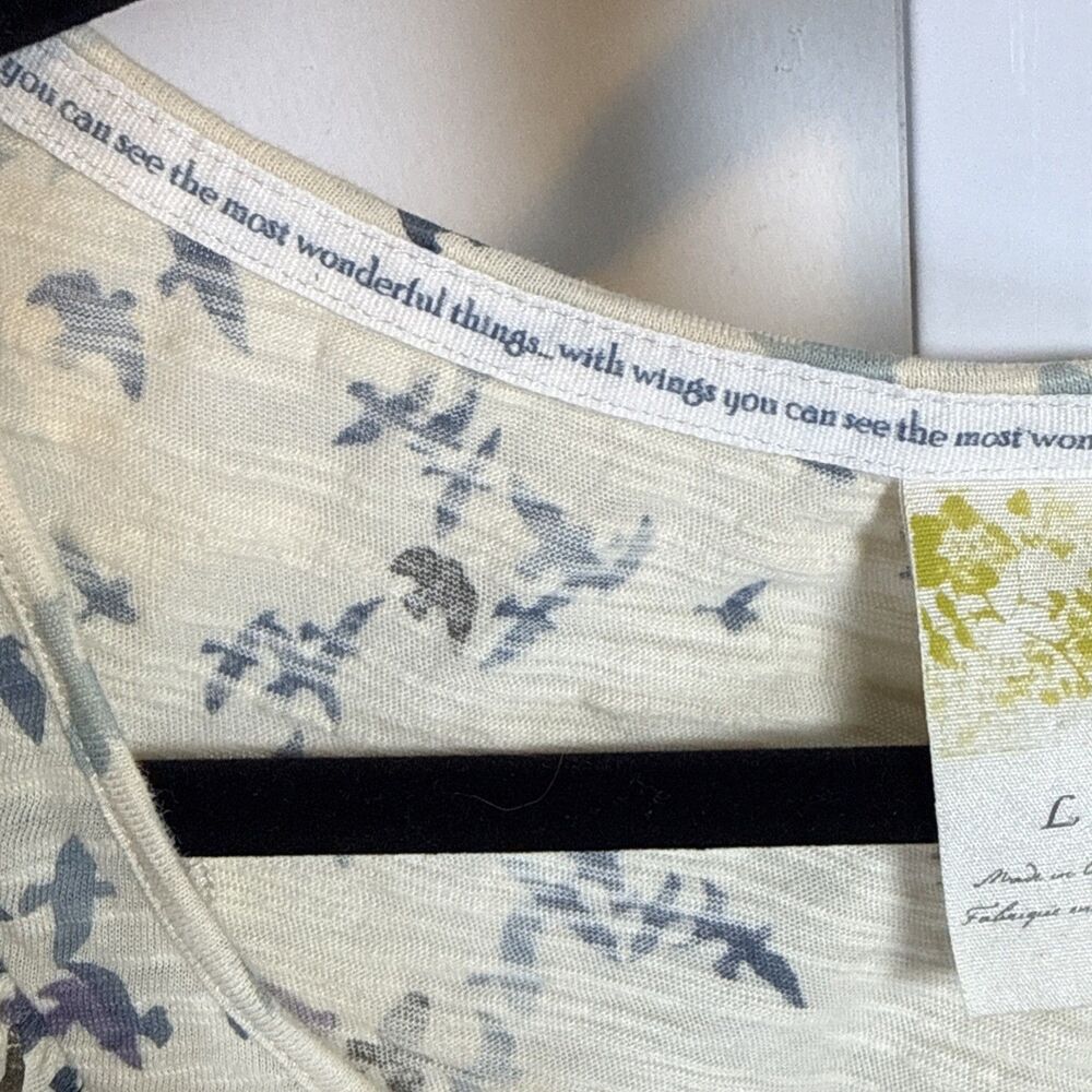 Anthropologie Bird on Flight Ruffled Babydoll Top Rosette Ivory Cotton Large - Picture 4 of 7